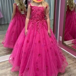 Tiffany Designs Fuchsia Floral Kids Gown